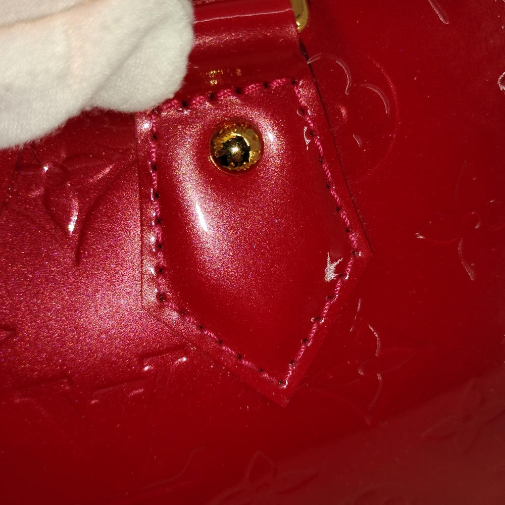 LOUIS VUITTON Vernis Red Patent Leather Alma PM Handbag COA - Picture 3 of 16